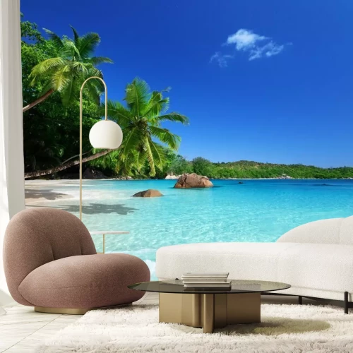 Fotobehang Blauw water bij de zee