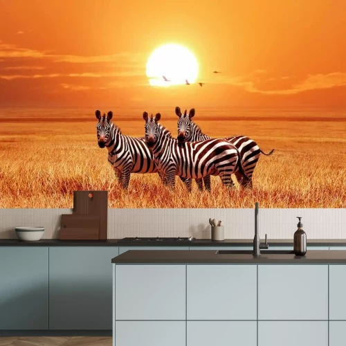 Fotobehang Afrikaanse dieren op de achtergrond van zonsondergang