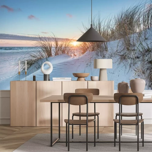 Fotobehang Zandduinen bij zonsondergang