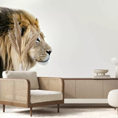 Fotobehang Afrikaanse leeuw in de woestijn