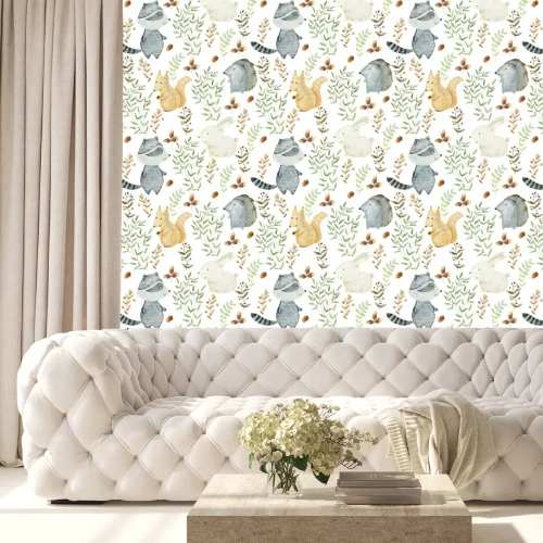 Behang Aquarel bosdieren en planten