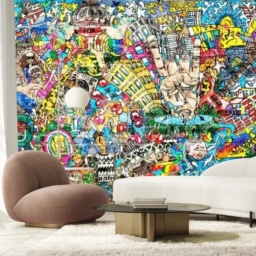 Fotobehang Hip-hop graffiti op muren