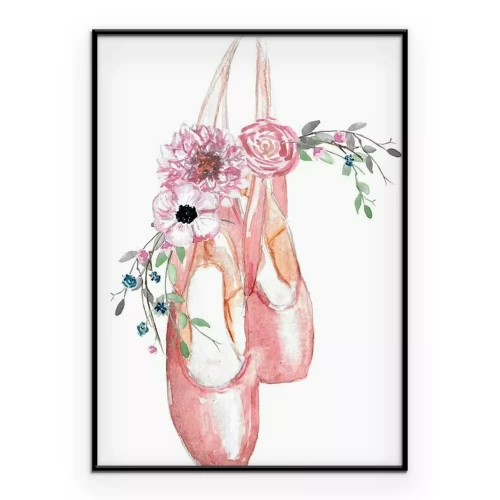 Poster Ballerinaslippers met bloemen
