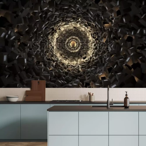 Fotobehang Geometrische donkere tunnel