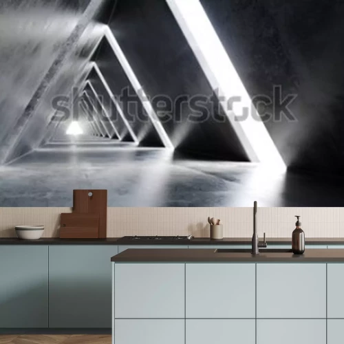 Fotobehang Driehoekige betonnen tunnel