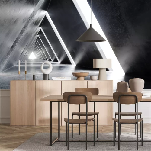 Fotobehang Driehoekige betonnen tunnel