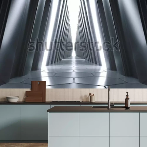 Fotobehang Zwarte futuristische tunnel