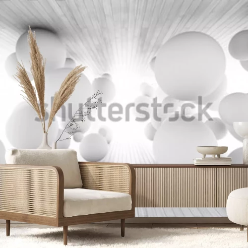 Fotobehang Witte ballen in de tunnel