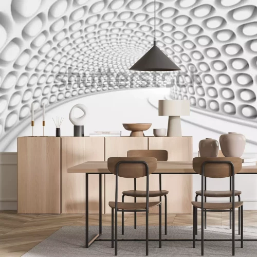 Fotobehang Witte slakkentunnel met 3D-effect