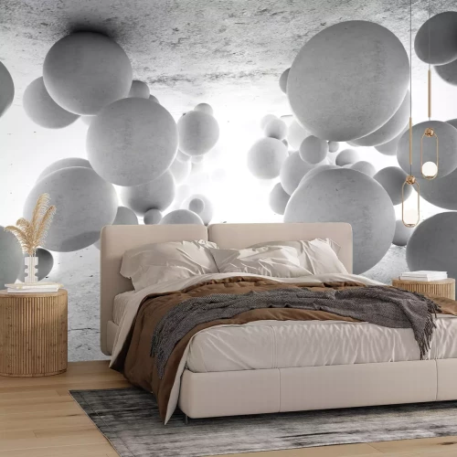 Fotobehang Grijze geometrische bollen in 3D-ruimte