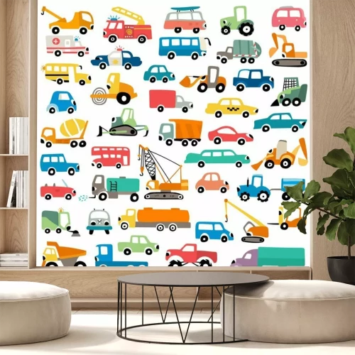 Sticker Kleurentekeningen van voertuigen van verschillende typen