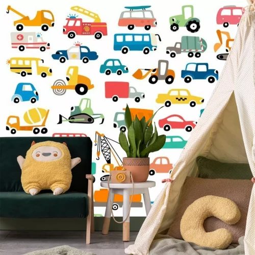 Sticker Kleurentekeningen van voertuigen van verschillende typen