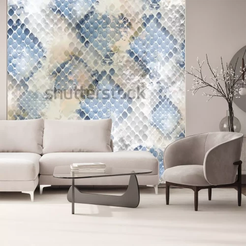 Sticker Naadloos patroon wild ontwerp. Snakeskin-achtergrond met waterverfeffect. Textielprint voor bedlinnen, jas, pakketontwerp, stof- en mode-concepten