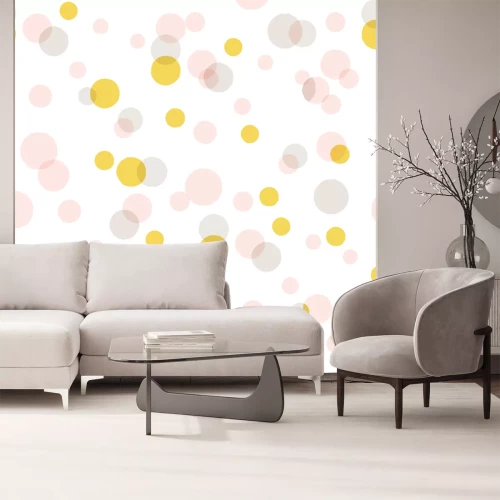 Sticker Moderne abstracte vector grote confetti achtergrond. Naadloos kleurrijk puntenpatroon.