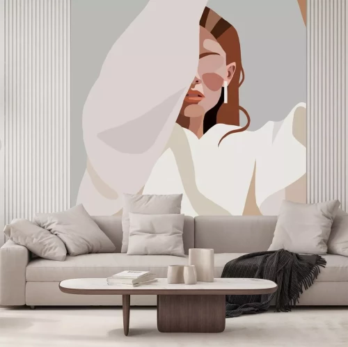 Sticker Woman covers her face