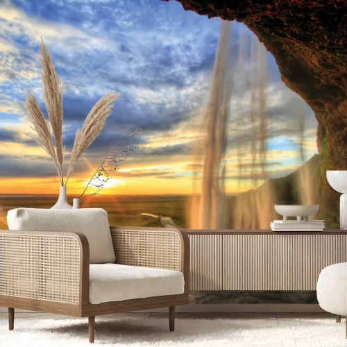 Fotobehang Seljalandsfoss waterval tijdens zonsondergang