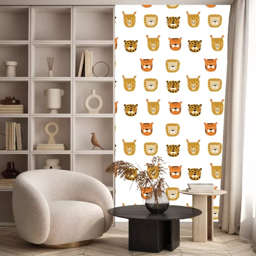 Behang Leuke safaridieren op een witte achtergrond