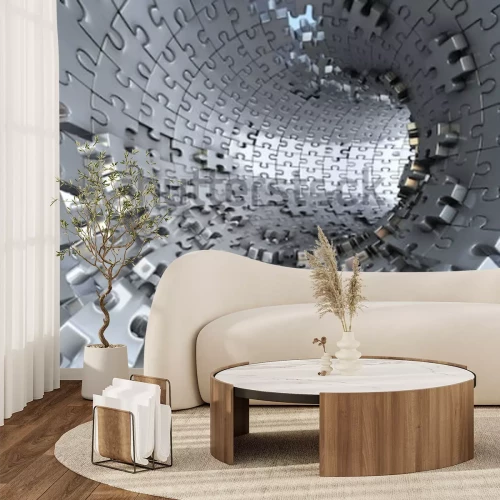 Fotobehang 3D puzzeltunnel
