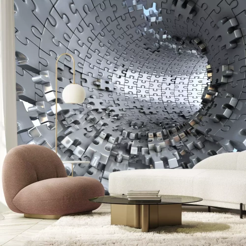 Fotobehang 3D puzzeltunnel