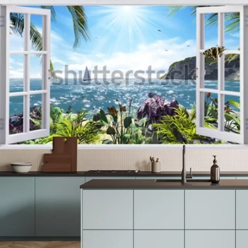 Fotobehang Prachtig uitzicht vanuit het raam