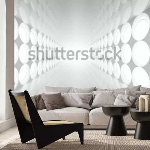 Fotobehang Abstracte tunnel in wittinten