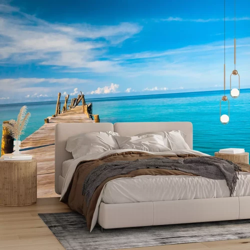 Fotobehang Pier op blauwe oceaan