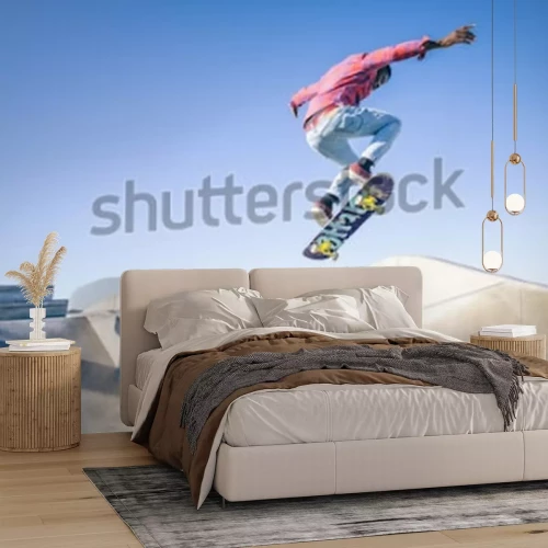 Fotobehang Jongen in het skatepark