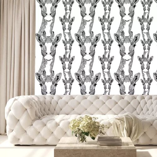 Behang Abstract zwart-wit giraffenpatroon