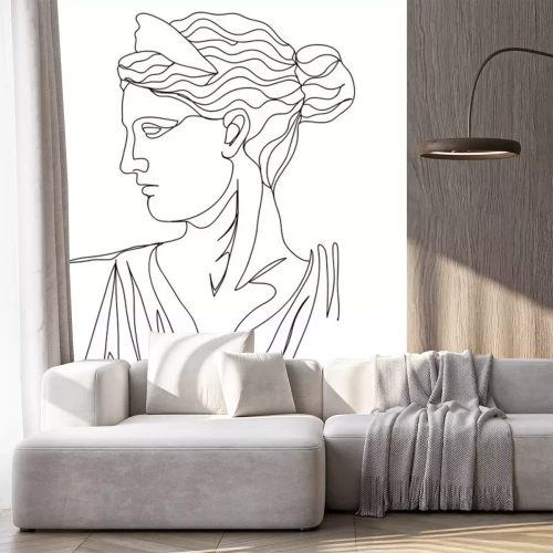 Sticker One line drawing sketch. Sculpture vector illustration.Modern single line art, aesthetic contour. Perfect for home decor such as posters, wall art, tote bag, t-shirt print, sticker, post card.