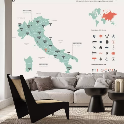 Sticker Vector map of Italy. High detailed country map with division, cities and capital Rome. Political map,  world map, infographic elements.