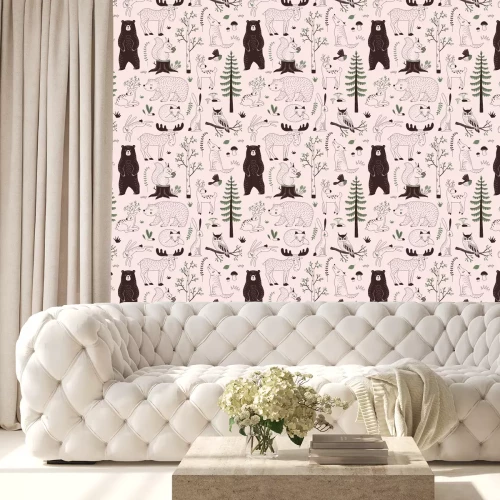 Behang Bosdieren met een groene twist