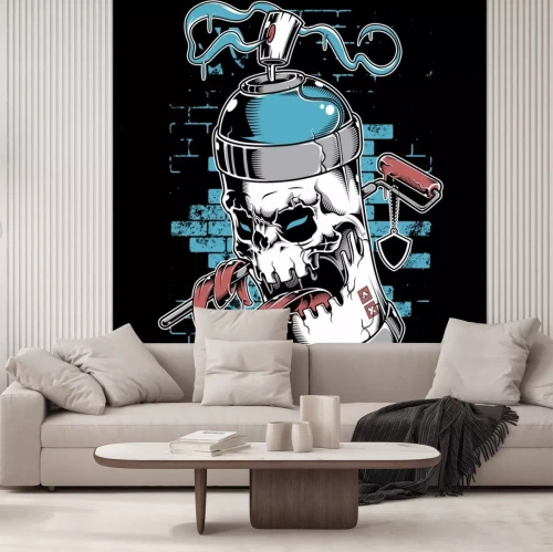 Sticker Spray paint skull face graffiti cartoon character