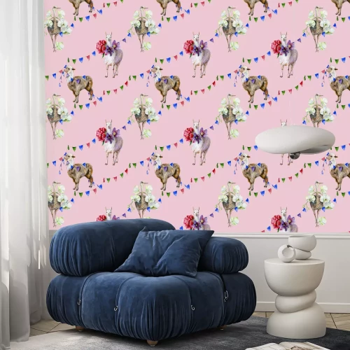 Behang Alpaca's en slingers