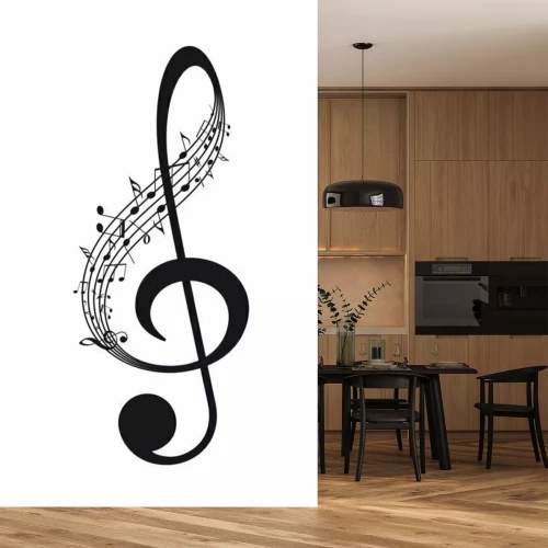 Sticker Vector isolated music treble clef with notes