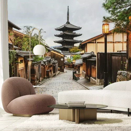 Fotobehang Het steegje naar de Aziatische tempel