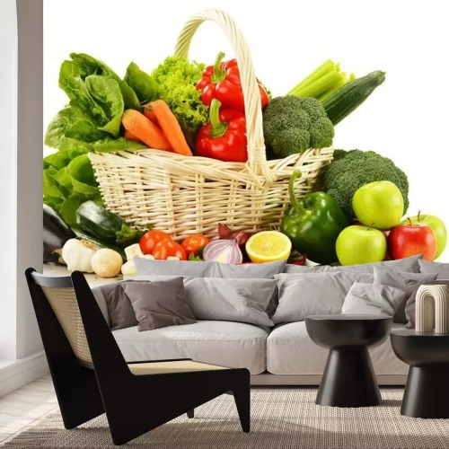 Fotobehang Een royale mand met groenten
