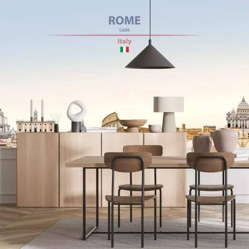 Sticker Vector illustration of Rome city skyline on colorful gradient beautiful daytime background