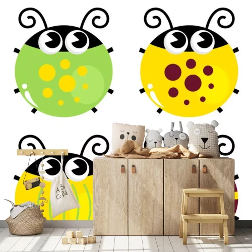 Sticker Vier verschillend gekleurde keversillustratie voor kinderen