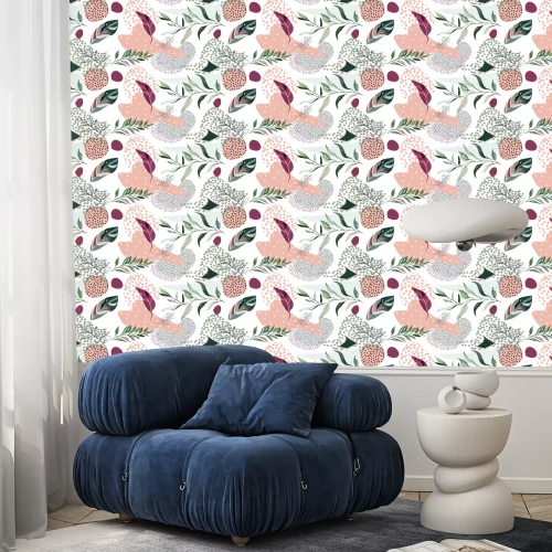 Behang abstract botanic seamless pattern with exotic  leaves, hand drawn background. pattern. Tile with tropical leaf