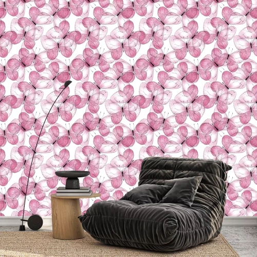 Behang Roze vlinders met delicate vleugels