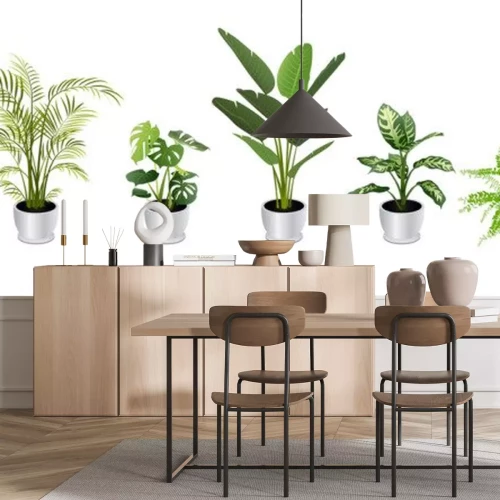 Sticker Set of Tropical Houseplants in White Pots