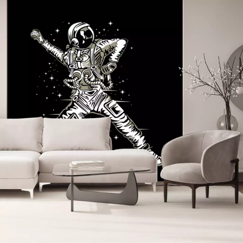 Sticker Astronaut in een ruimtepak die een bal gooit