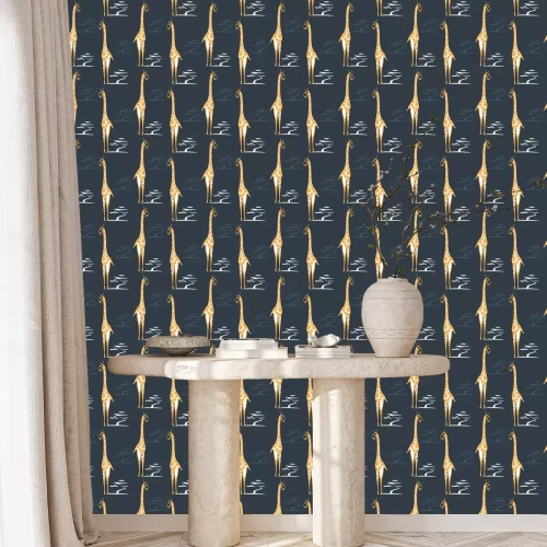 Behang Abstract patroon met giraffen op een donkere achtergrond