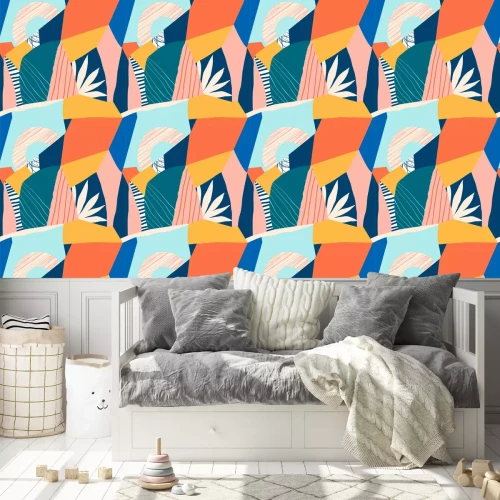 Behang Collage contemporary floral seamless pattern.