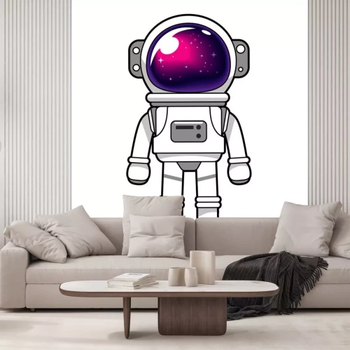 Sticker Astronaut met sterren weerspiegeld in zijn helm