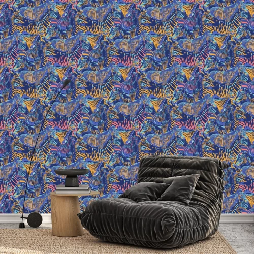 Behang Gekleurde zebra's in een abstracte stijl
