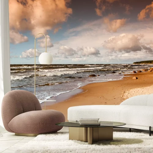 Fotobehang Zee strand en hemel