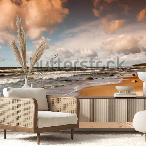 Fotobehang Zee strand en hemel