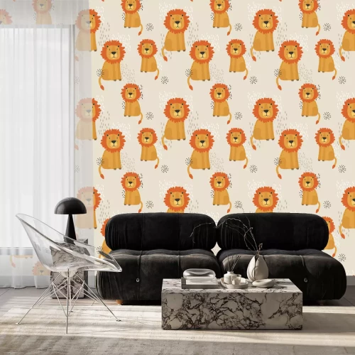 Behang Kinderpatroon met leeuwen