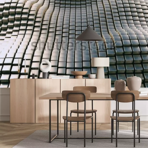 Fotobehang Abstracte 3D metalen golven